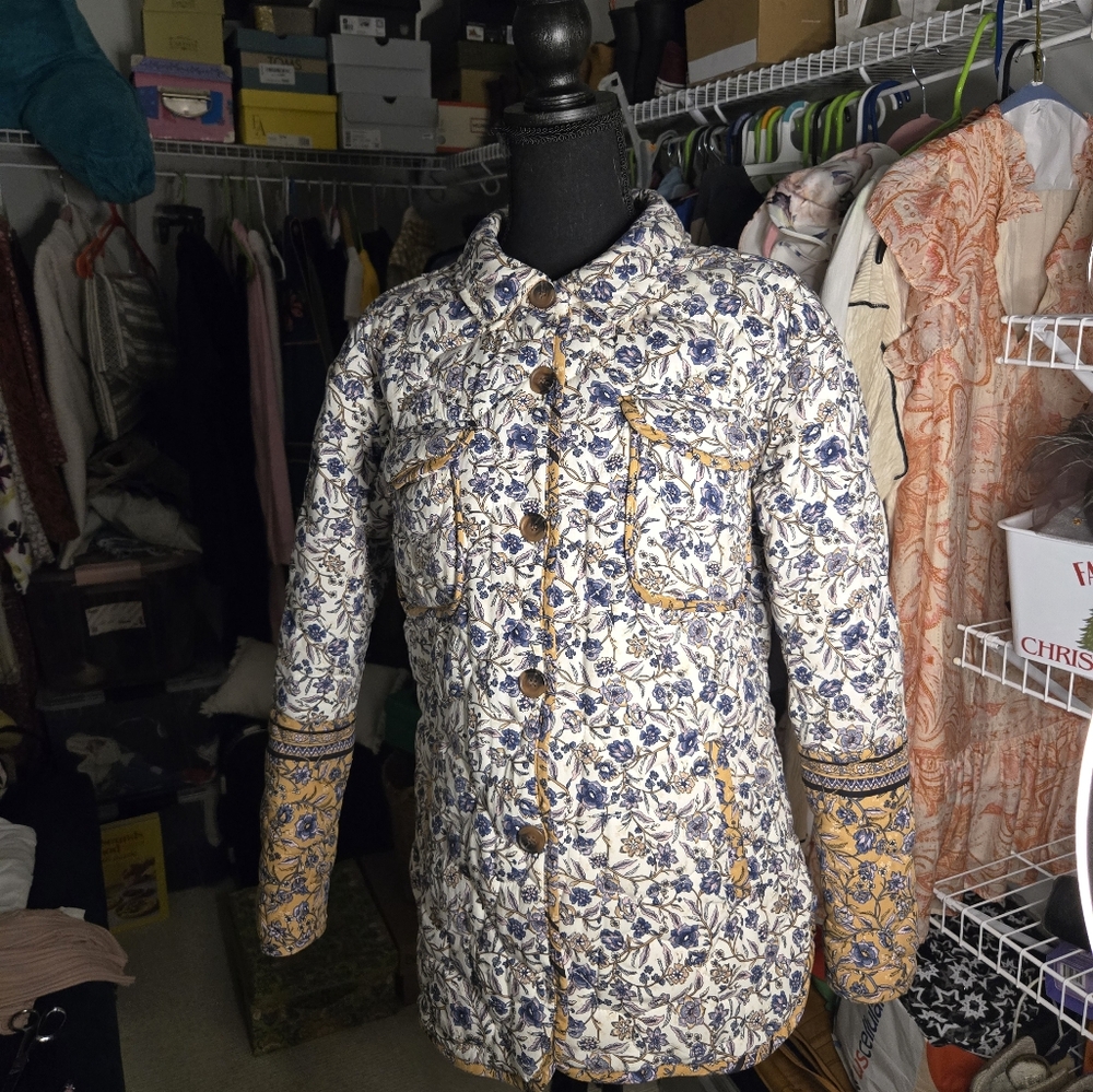 Maurices Blue and Tan Floral Utility Jacket - Picture 2 of 11